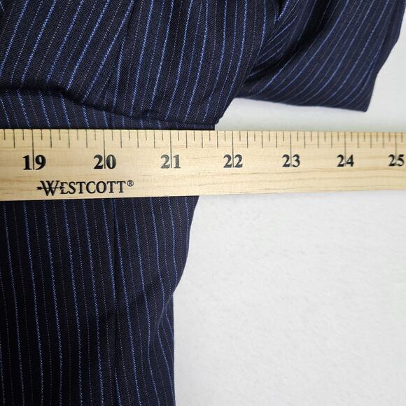 VTG Ermenegildo Zegna 54R Wool Blazer Italian Suit Jacket Navy Striped 3 Button - Picture 11 of 16